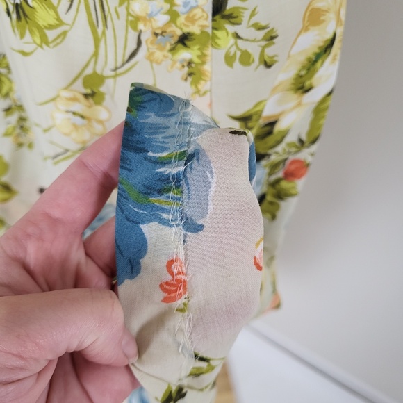 70's A-Line Floral Dress Hawaiian Square Neck Halter Cap Sleeves Full Circle - Picture 9 of 16